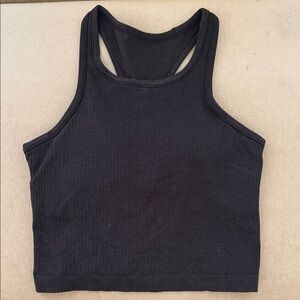 lululemon athletica Black Ribbed Racerback Crop Tank